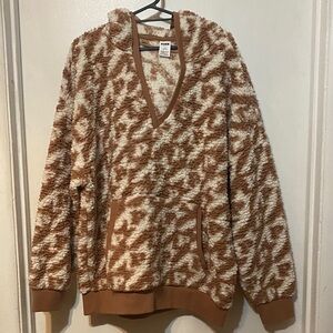 PINK Victoria's Secret V-Neck Jacket in Brown and White